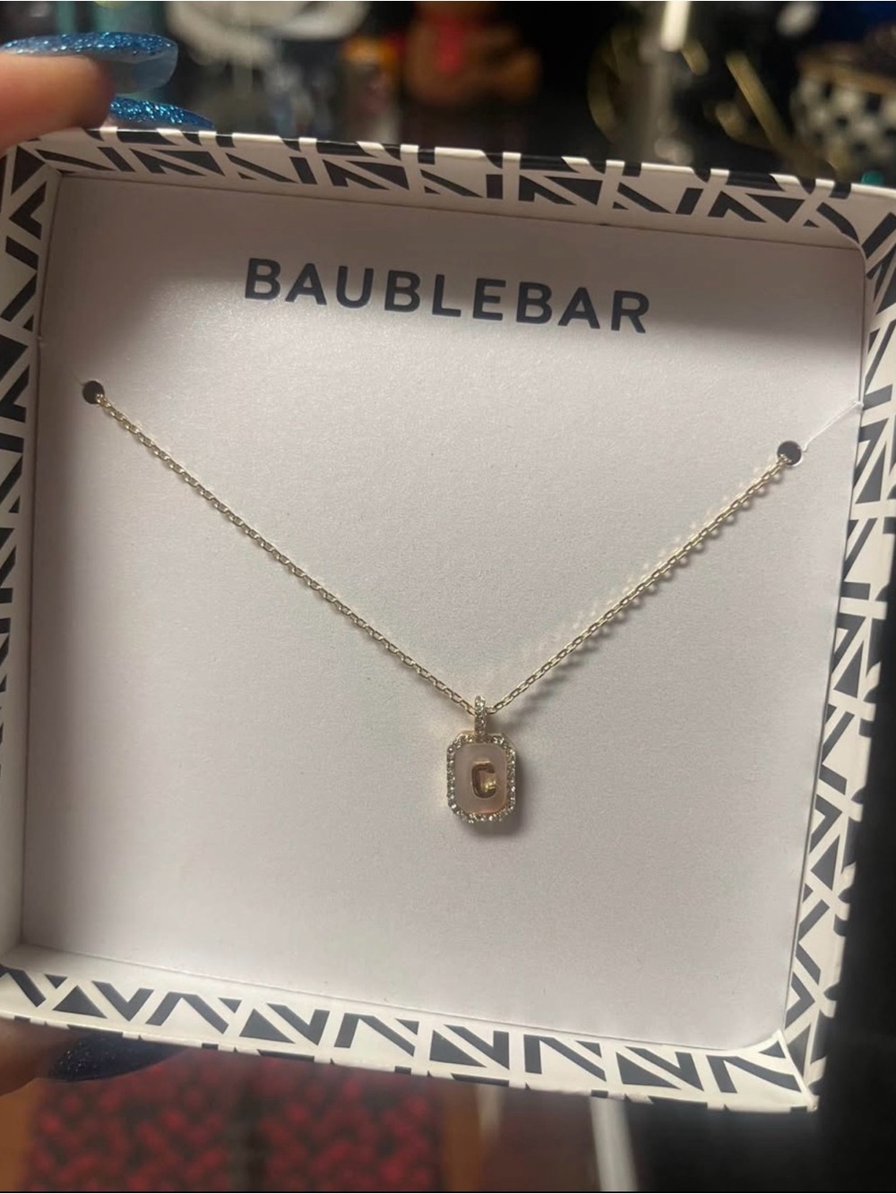 BaubleBar Gold C Initial Pendant Necklace